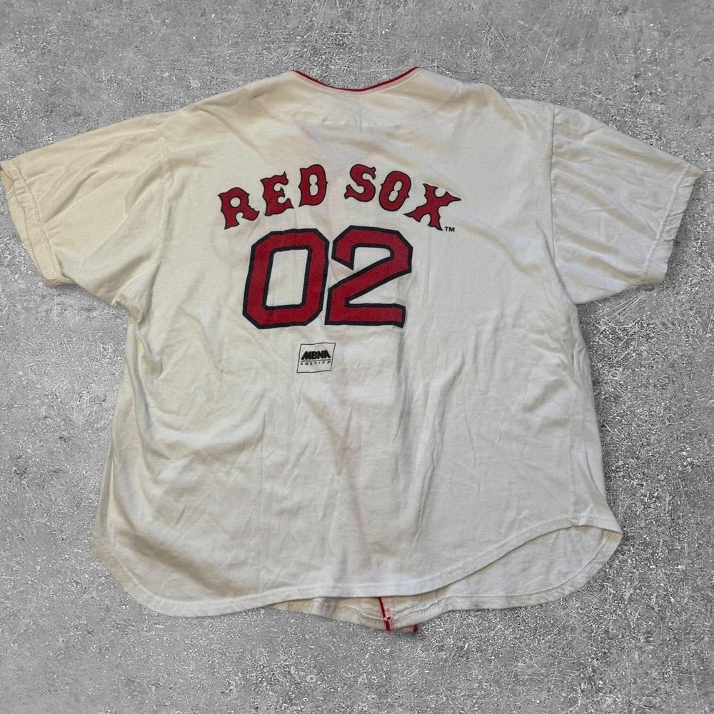 Boston Red Sox 2002 David Ortiz White Cotton Baseball Jersey Mens L/XL MBNA